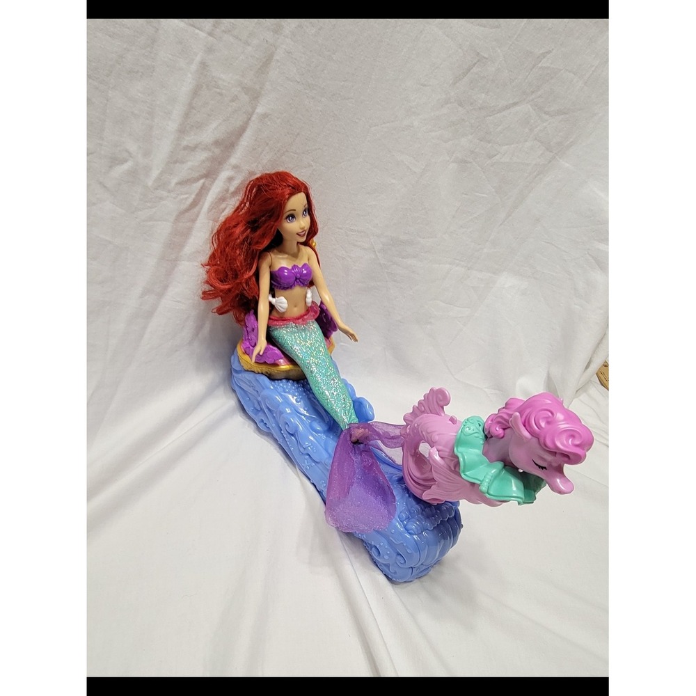 Ariel Seahorse Carriage Disney Mermaid Ariel Doll 16" with Purple